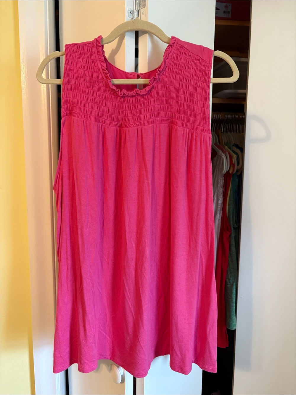 croft & barrow Hot Pink Smocked Yoke Sleeveless Tank